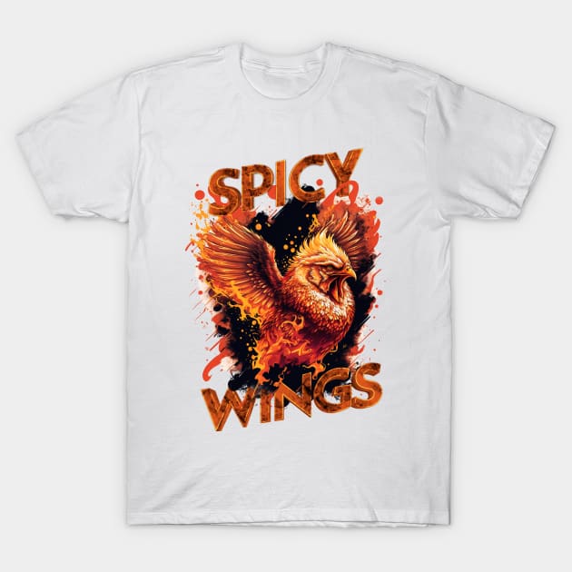 SPICY WINGS (WHITE SHIRT) T-Shirt by TreemanMorse